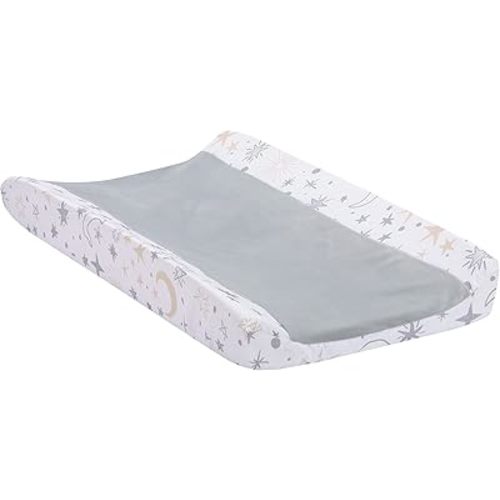 Lambs & Ivy Goodnight Moon White/Gray Changing Pad Cover - Moons/Stars