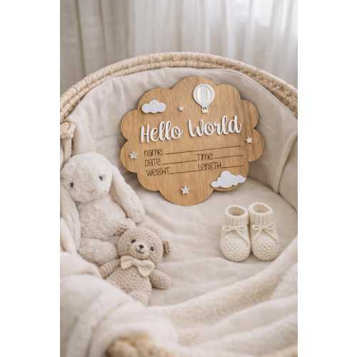 Hello World Baby Announcement Sign, Personalized Baby Name Sign, Birth Stats Sign, Newborn Photo Prop, Baby Shower Gift