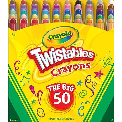 Crayola Mini Twistables Crayons (50 Ct), Kids Back To School Supplies, For Preschool & Kindergarten, Crayons For Toddlers & Kids, Ages 3+