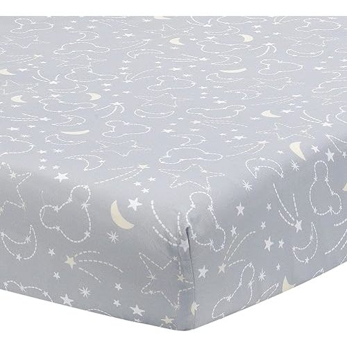 Disney Baby Mickey Mouse Gray/Yellow Celestial Fitted Crib Sheet by Lambs & Ivy