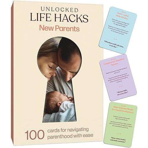 New Mom Gifts for Women - 100 Hack Cards for New Parents with Pro-Hacks to Make Parenting Easier - Thoughtful Postpartum Self Care Gift for First Time Moms, Dad, Baby Shower, 1st Mothers Day