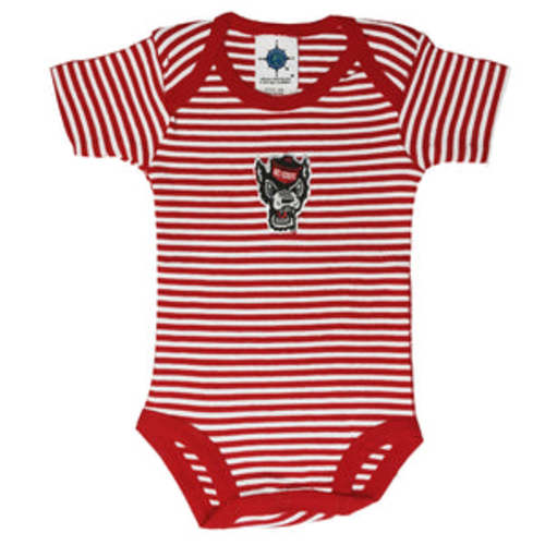 NC State Wolfpack Infant Red and White Striped Wolfhead Onesie – Red and White Shop