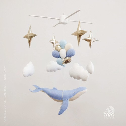 Whale Baby Mobile - Baby Mobile - Blue Whale Nursery Mobile - Space Baby Crib Mobile - Baby Shower Gift - Balloons Mobile - Nautical Mobile