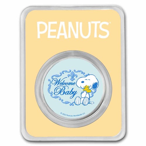 Peanuts® Welcome Baby Boy 1 oz Colorized Silver