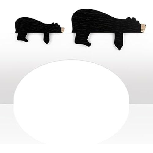 2 Pcs Bear Wooden Door Topper Decor Adorable Bear Shape Art Door Topper Sleeping Woodland Nursery Decor Statue Forest Animal Corner for Birthday Party Shelf Home Office Bedroom (Black)