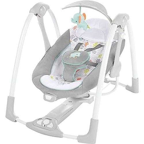 Ingenuity ConvertMe 2-in-1 Compact Portable Automatic Baby Swing & Infant Seat, Battery-Saving Vibrations, Nature Sounds, 0-9 Months 6-20 lbs (Wimberly)