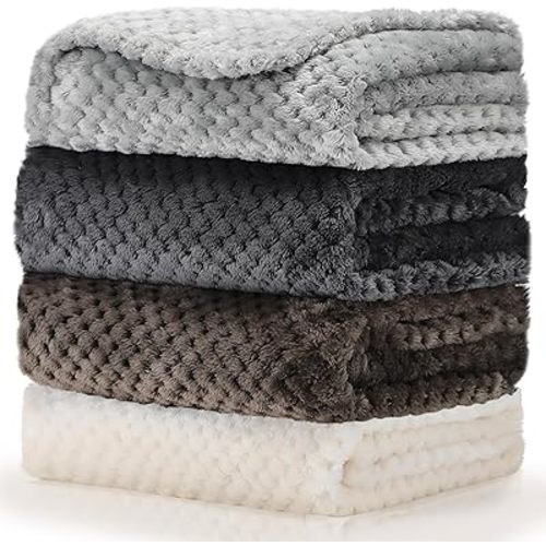 Frienda 4 Pcs Baby Fuzzy Blanket Fluffy Baby Blanket for Boys Girls Soft Warm Baby Receiving Blankets Nursery Bed Blanket Toddler Infant Newborn Receiving Blanket, 32 x 24 Inch(Grey Color)