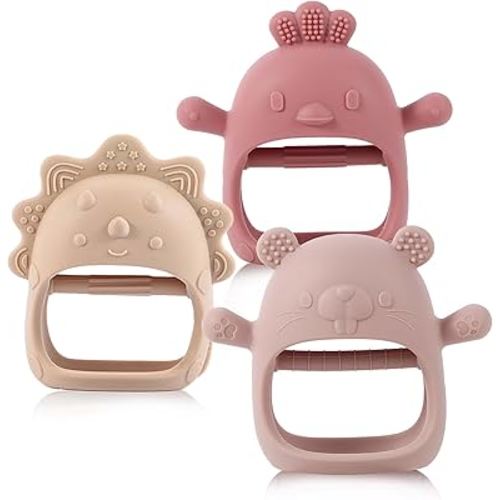 Baby Teething Toys, Teething Toys, Teethers for Babies 3-6 Months, Baby Chew Toys, BPA Free Teether Mitten with Soft Texture for Sensory Exploration and Itching Teething Relief