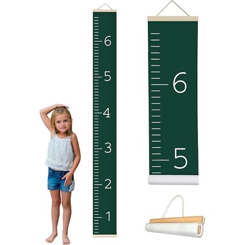 Morxy Canvas Growth Chart for Kids - Unisex Kids Room Wall Decor - Measuring Height Chart- Wall Tape with Height Chart for Kids (Plain sage)
