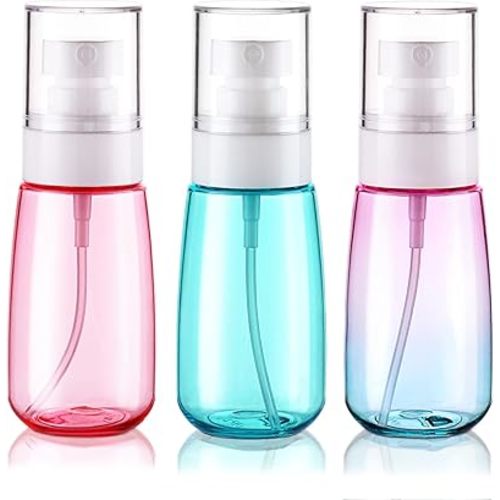 Cosywell Travel Spray Bottle TSA Approved 2oz 60ml 3 Pack Leak Proof Fine Mist Empty Plastic Refillable Spray Bottle for Perfume Essential Oils Toners Rose Water Cosmetics (3color)
