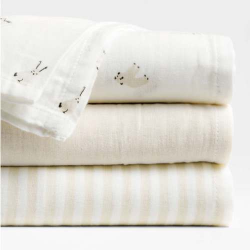 Supersoft Natural 100% Organic Cotton Gauze Sleepytime Baby Swaddle Blankets, Set of 3