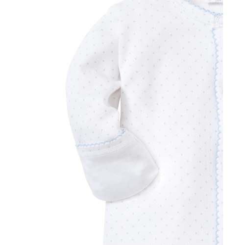 White/Blue New Kissy Dots Print Footie