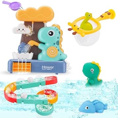 Bath Toys for Kids Ages 1-3, Toddler Bath Toys 2-4, Baby Bathtub Toys with Whirling Wheel and Mold Free Floating Toys, Fishing Game, Fun Birthday Gift for Boys & Girls Ages 4-8