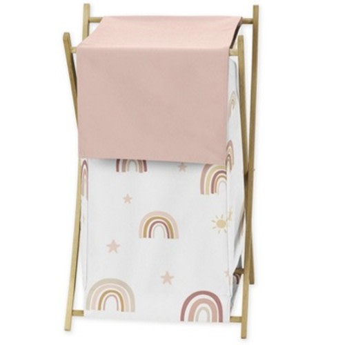 Sweet Jojo Designs Girl Laundry Hamper Boho Rainbow Pink Yellow and White