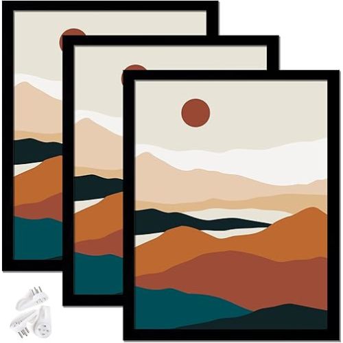 Black 8x10 Picture Frame Set of 3, High Transparent Frame for 8 By 10 Photo Collage Canvas Poster Size Wall Mount and Tabletop Horizontally Vertically (Black, 8 x 10 inches)