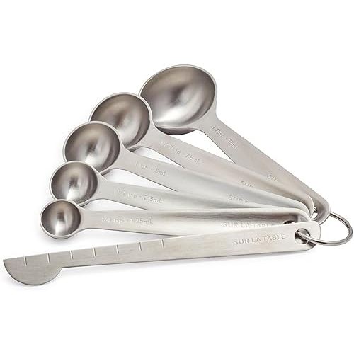 Sur La Table Round Measuring Spoons, Set of 6, Silver