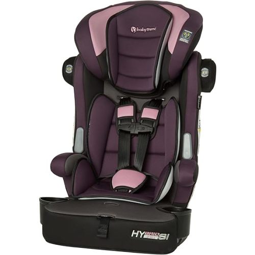 Baby Trend Hybrid SI 3-in-1 Combination Booster Seat, Dash Orchid – Side-Impact Protection, 3-Stage Growth Design, Adjustable Headrest, Cushioned Comfort
