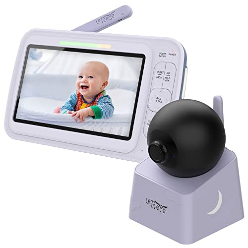 Low EMF Long Range 5" HD Baby Monitor with Camera and Audio, No WiFi, Auto Noise Reduce, PTZ, Auto Night Vision 2-Way Audio, 5 Lullabies, Ideal Gift