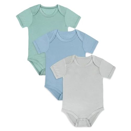 Ekkimy Bamboo Rayon Baby Bodysuit,Short Sleeve Bodysuits Solid Color Outfits for Infant Boys Girls Soft Clothes