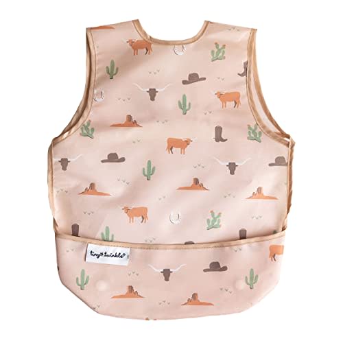 Tiny Twinkle Mess Proof Baby Bib - Waterproof Toddler and Baby Apron Bib - Machine Washable - PFAS and BPA Free