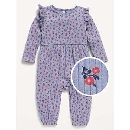 Long-Sleeve Ruffle-Trim Ribbed Jumpsuit for Baby | Old Navy