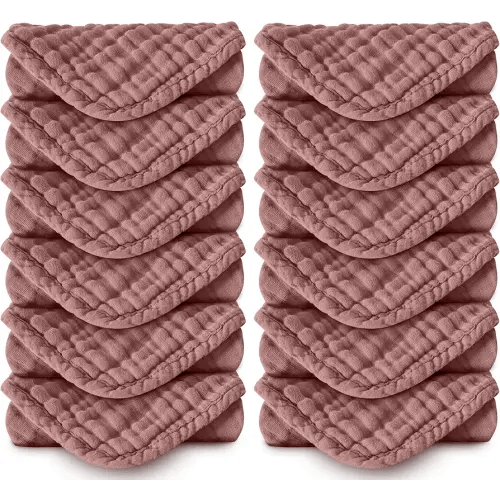 Muslin Burp Cloths 100% Cotton Large 20''x10'' Extra Soft and Absorbent Baby Wash Cloths Spit Up Rags - Baby Burping Cloth for Boys Girls Items(12 Pack Bean Paste)
