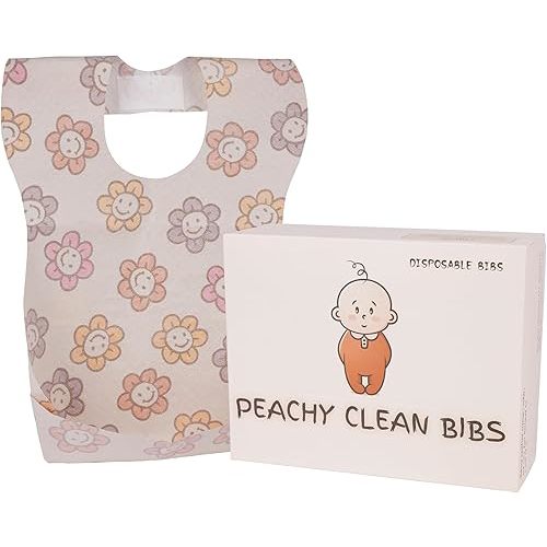 Disposable Baby Bibs (30pcs) Individually Wrapped - Soft 3-Layer Cute & Fun Waterproof Bibs for Babies w/Crumb Catcher - Easy Wear Baby Feeding Travel Bib Leakproof Baby Gift