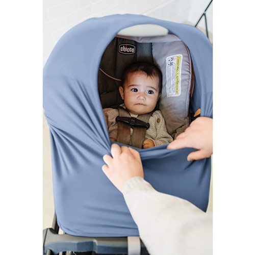 Baby Car Seat Covers- Multi-use Carseat Canopy for Babies, Stretchy Infant Carseat Cover Boy, Shower Gifts for Unisex Boys Girls - Blue