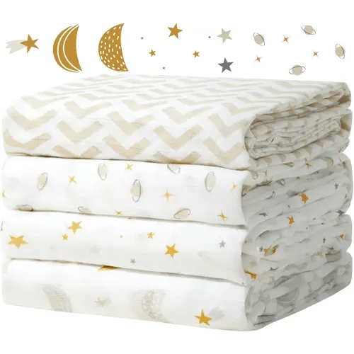 Momcozy Muslin Swaddle Blankets, Ultra Soft Neutral Baby Essentials Must Haves Registry Search, Breathable Large 47'' x 47'' Newborn Boys Girls Swaddle Receiving Blanket, Stellar Orbit