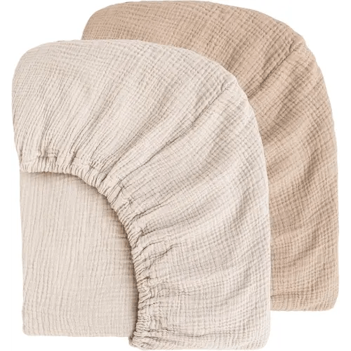 Muslin Crib Sheets for Baby Girls and Boys, Neutral Fitted Baby Bed Sheets for Standard Crib & Toddler Mattress - Soft and Breathable - 52"x28" (Ash & Ivory)
