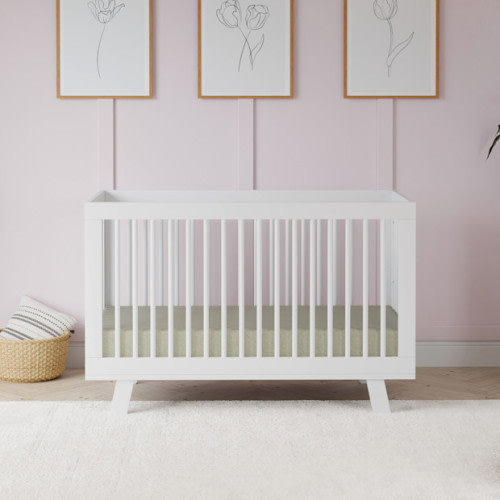 Hudson 3-in-1 Convertible Crib with Toddler Bed Conversion Kit - White