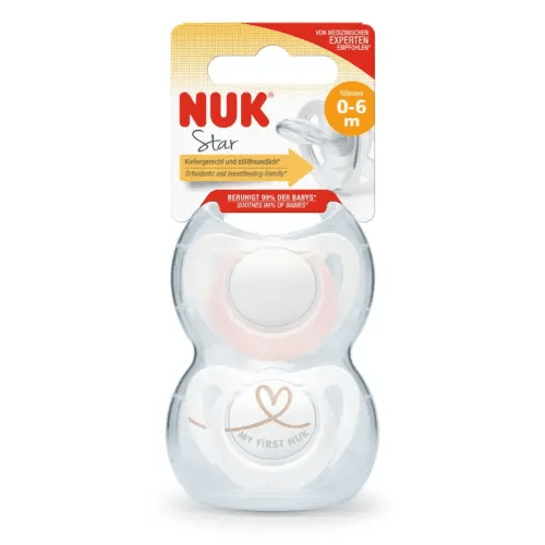 Nuk Star Orthodontic Soother - Girl Pink 0-6M | Baby Bunting AU
