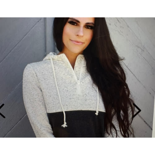 Nursing Hoodie - Quarter Zip - Hidden Zipper - Oatmeal Waffle