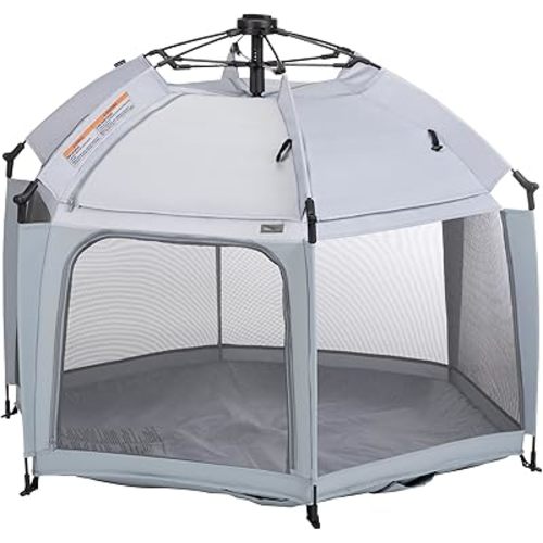 Safety 1st InstaPop Dome Play Yard, Compact design makes it easy to pop open and closed, High Street