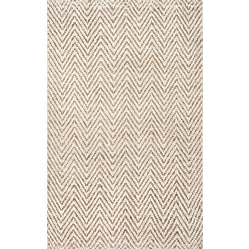 Handwoven Jute Jagged Chevron Rug | Off White