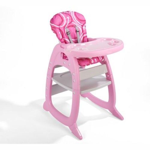Badger Basket Envee II Baby High Chair with Playtable Conversion - Pink/White