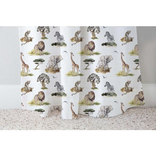 Safari Curtain, Jungle nursery decor, Jungle curtains, African animals curtains, Safari nursery decor, Baby room curtains, single panel AfE