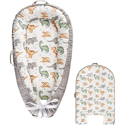 Hooyax Baby Lounger Cover, Cotton Baby Nest Cover, Baby Lounger Replacement Cover,Reversible Newborn Lounger Cover for Boys Girls, Dinosaur(Cover Only