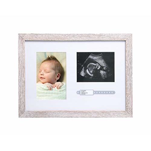Pearhead Bracelet ID Photo & Sonogram Frame, Baby Ultrasound Photo Frame, Rustic