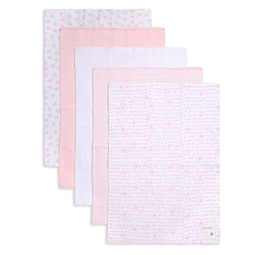 Burts Bees Baby Infant Burp Cloths, 100% Organic Cotton Extra Absorbent Soft Fabric Drool Cloths, 5-Pack Newborn Must-Have Essential Large Burping Cloths, One Size 17 x 11.75 Inches