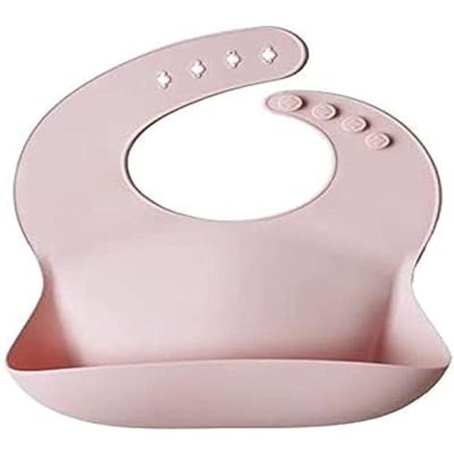 mushie Silicone Baby Bib | Adjustable Fit Waterproof Bibs (Blush)