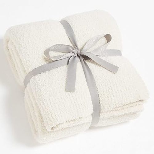 CYMULA Kids Blanket for Boys Girls 30x40 inches, Soft Cozy Fuzzy Swaddle Throw Blanket for Crib Stroller, White