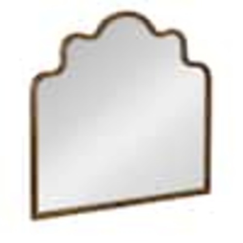 Storied Home 29.12 in. W x 29.12 in. H Metal Wavy Scalloped Arched Distressed Gold Wall Decorative Mirror EC1634