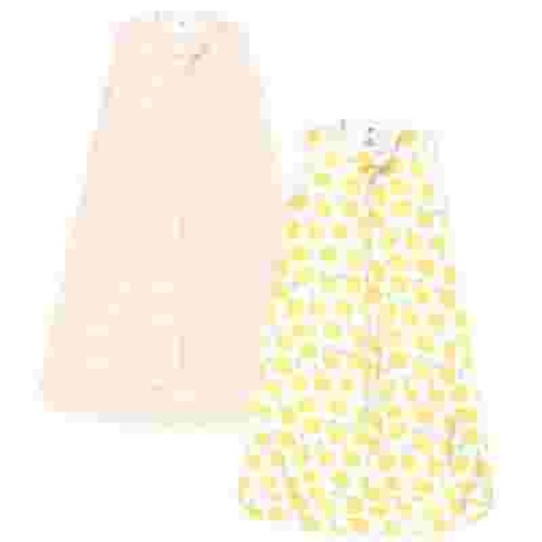 Hudson Baby Infant Girl Cotton Long-Sleeve Wearable Sleeping Bag, Sack, Blanket, Lemon Daisy Sleeveless, 0-3 Months