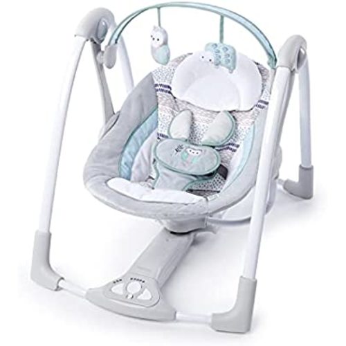 Ingenuity Compact Lightweight Portable Baby Swing with Music, Nature Sounds and Battery-Saving Technology - Abernathy, 0-9 Months