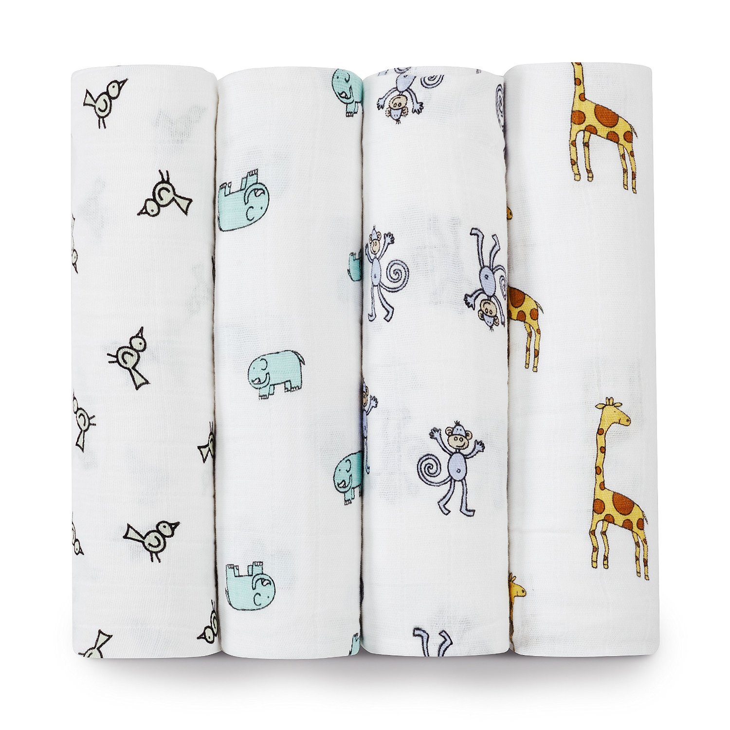 aden + anais Classic Muslin Swaddle Blanket 4 Pack - Jungle Jam