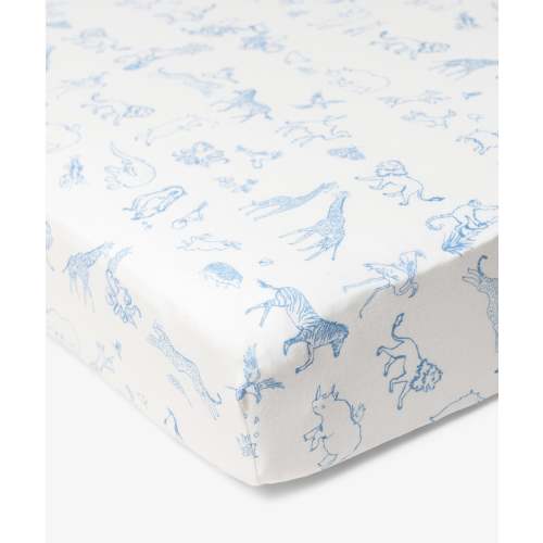Crib Sheet, Blue Animal Parade