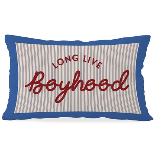 Long Live Boyhood Boys Room Throw Pillow Cover 12x20, Playroom Kids Throw Pillows, Retro Decor Pillowcase for Classroom Playroom Nursery Kids Room Toddler Room