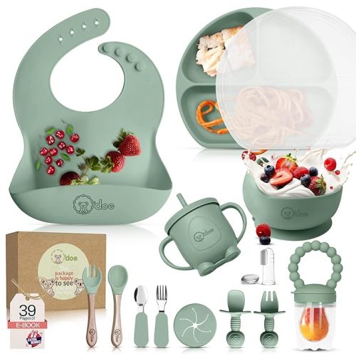 Silicone Baby First Feeding Set (Light Green)