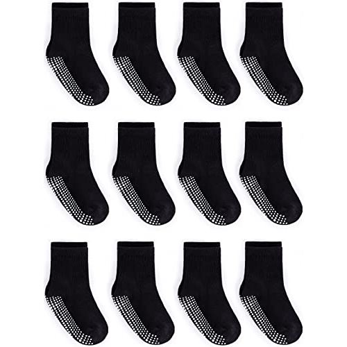 Zaples Grip Crew Socks with Non Slip/Anti Skid Soles for Baby Infants Toddlers Kids Boys Girls